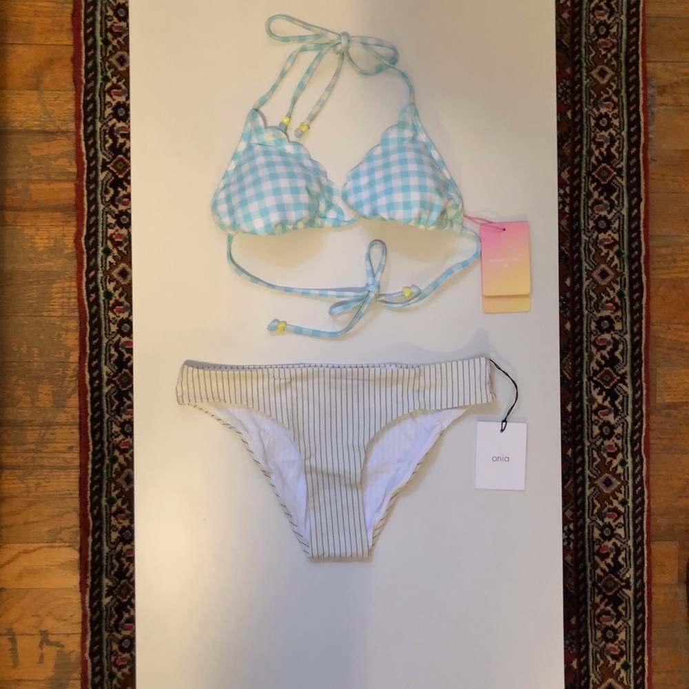 NEW Onia Lily Classic Bikini Bottoms | Pinstripe M